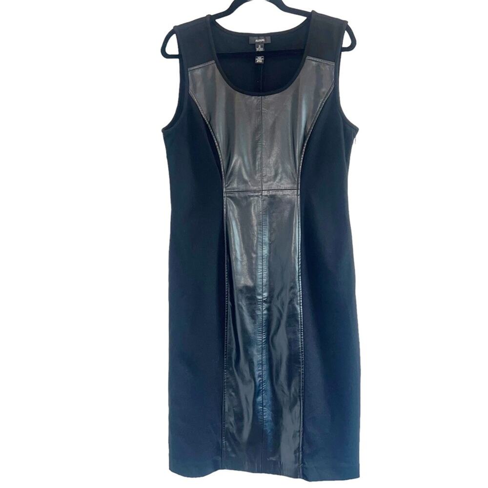 Alfani Body Con Faux Leather Panel Sheath Dress Black Size 12